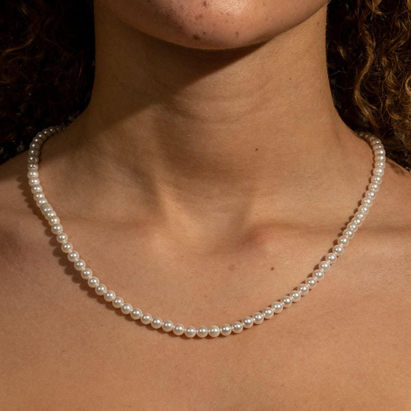 5mm Pearl Necklace - 925 silver